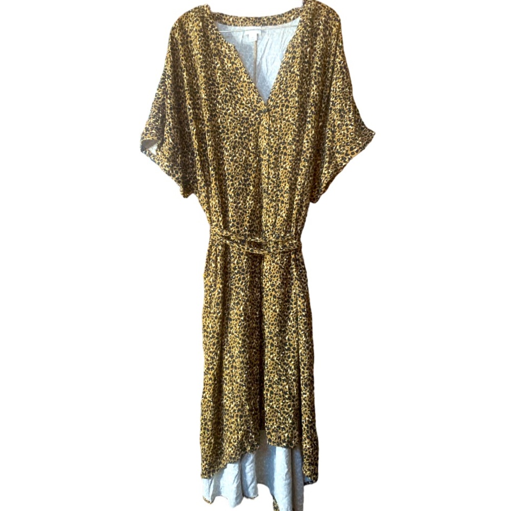 AVA & VIV NWOT Animal Print V Neck Short Sleeve Dress w/Belt - Size 4X